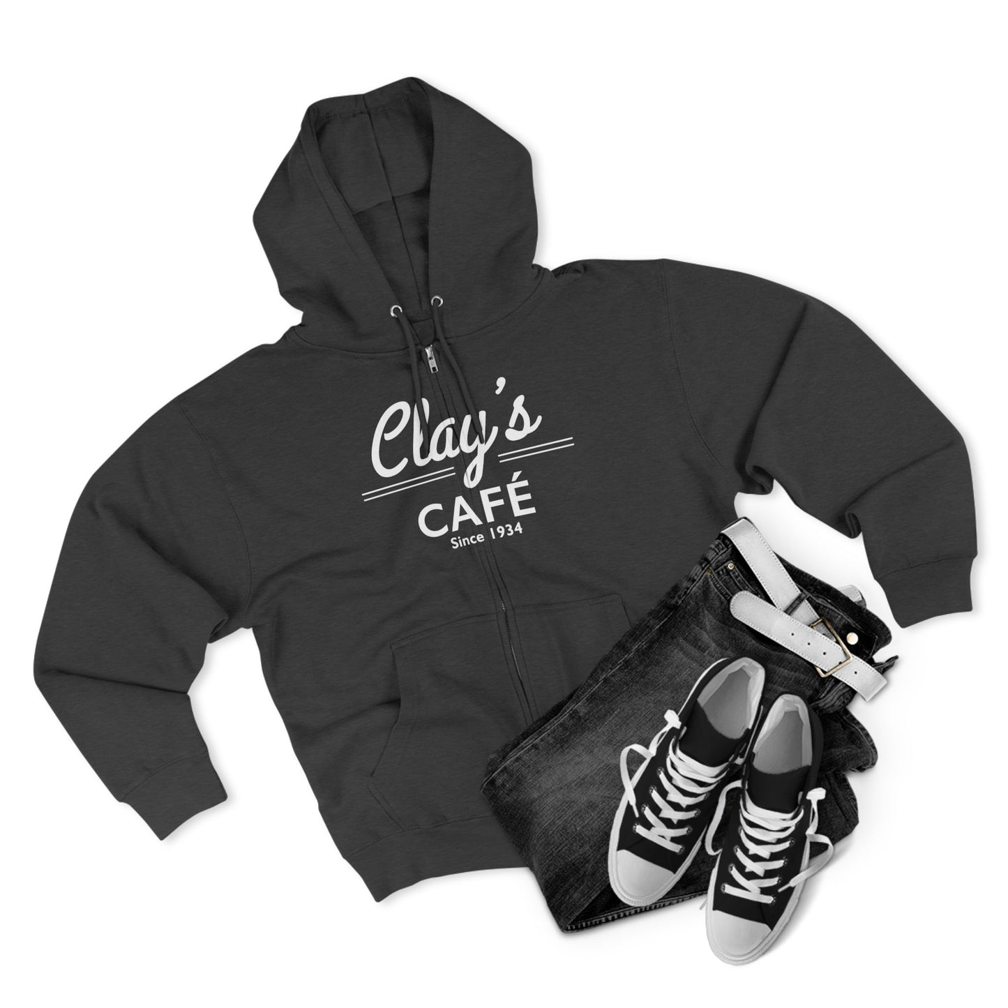 Clay's Café Unisex Zip Hoodie, Cozy Casual Wear, Great for Coffee Lovers, Perfect Gift for Friends and Family, Ideal for Everyday Use, [...]