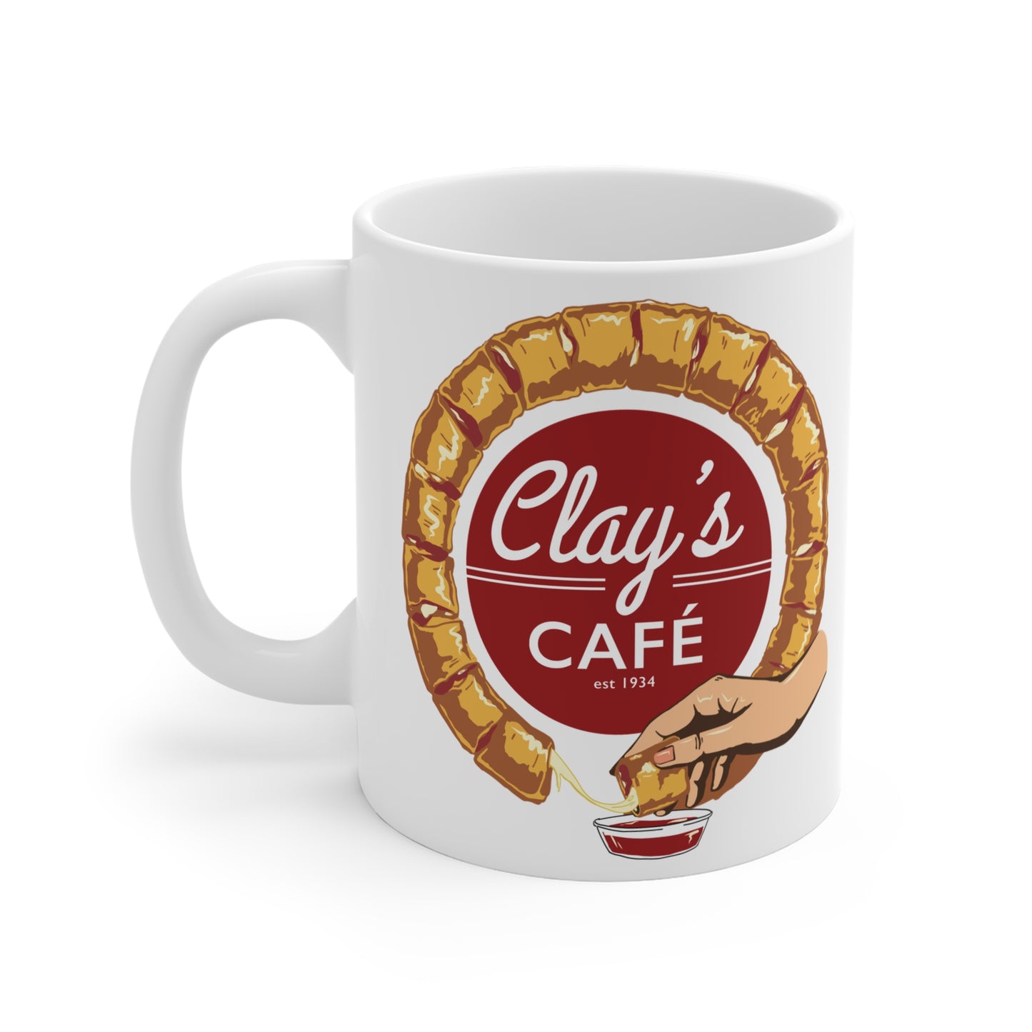 Clay's Café 11oz Mug - Fun Coffee Cup for Foodies, Great Gift for Café Lovers, Perfect for Daily Sips, Collectible Kitchenware